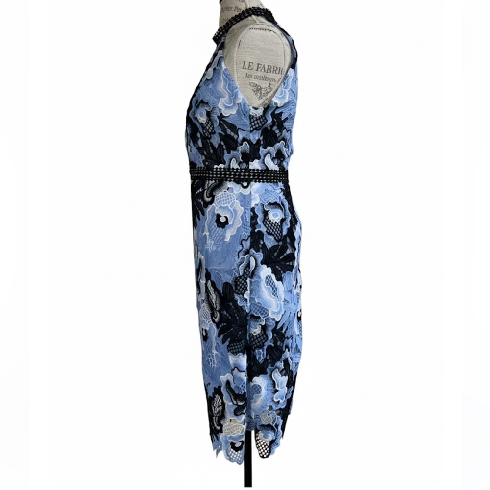 NWT! Alexia Admor “Celine” Blue Floral Lace Halter Sheath Dress Size 8 - Picture 4 of 8